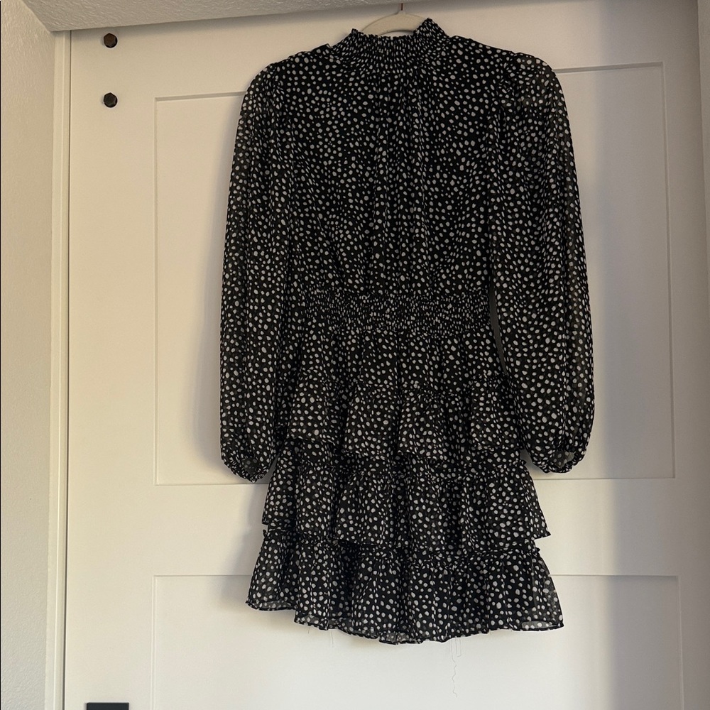 Express Black and White Ruffle Dress